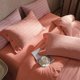 thumbnail image 1 of Xiao Hua Juego de sábanas, juego de sábanas y fundas de almohada, juego de cama individual, ropa de cama de hotel, decoración del hogar (naranja), 1 of 5