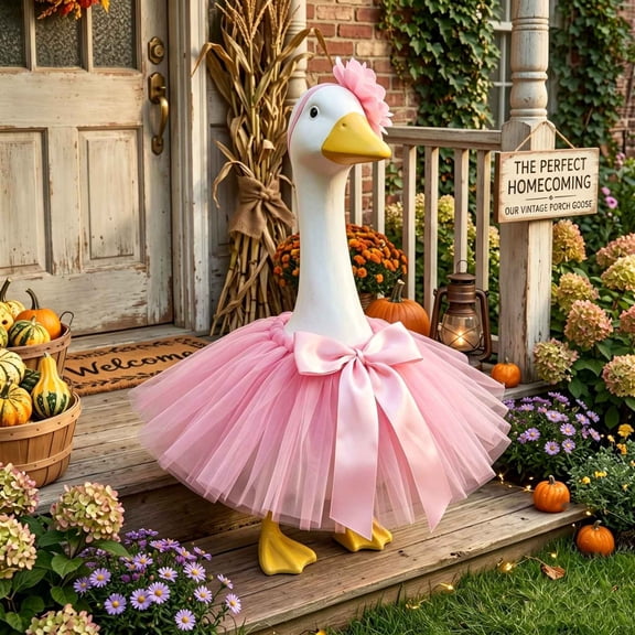 Lzobxe 23" Porch Goose Clothes, Goose Clothes Puffy Skirt Set for Birthday Decor, Easter Thanksgiving Ornaments for Outdoor Garden Yard Lawn Porch