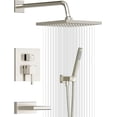 thumbnail image 4 of Shower System with Tub Spout Wall Mounted Bathtub Shower Faucet Set Rain Shower Head and Handheld Shower Head Set Pressure Tub Shower Kit with Shower Valve Brushed Nickel, 4 of 4