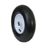 ALEKO Ribbed Pneumatic Replacement Wheel for Wheelbarrow - 13 Inch - Black Tire with White Rim