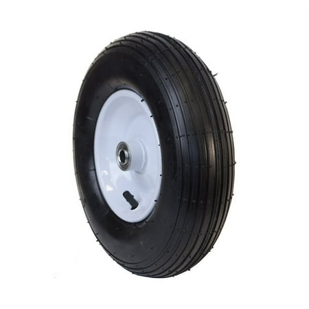 ALEKO Ribbed Pneumatic Replacement Wheel for Wheelbarrow - 13 Inch - Black Tire with White Rim