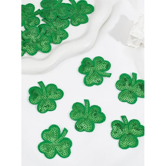 12Pcs Lucky Shamrock Iron on Patches Polyester Embroidery Sew on Appliques Sewing Craft Decoration Embroidered Patches Appliques for Jackets Backpacks Patrick Decorations Green