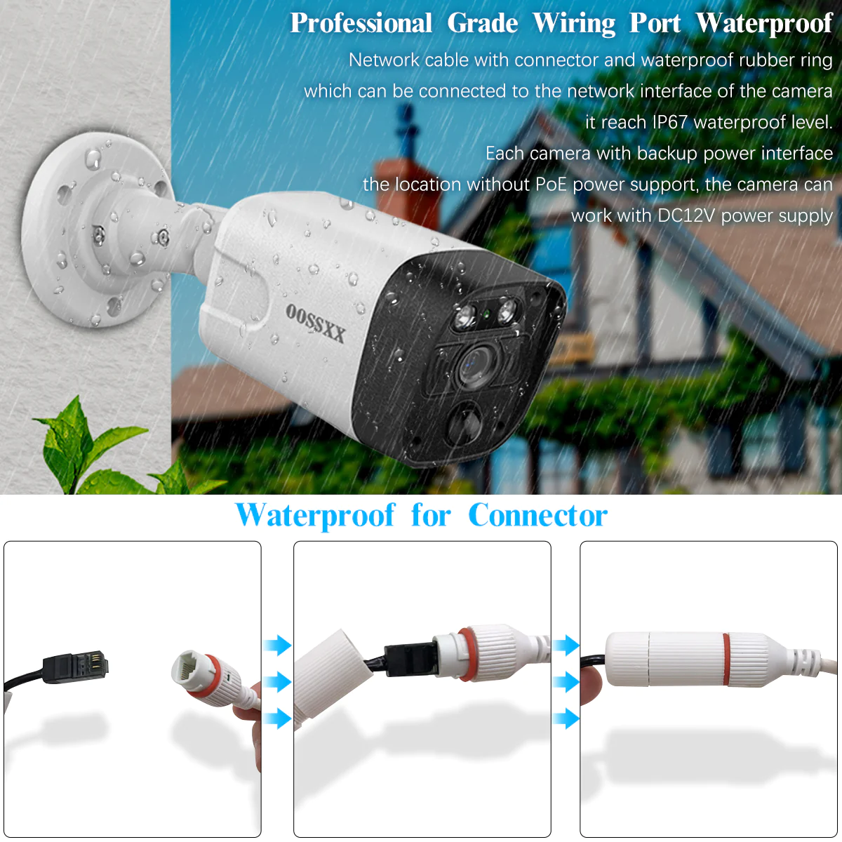 {4K/8.0 Megapixel & 130° Ultra Wide-Angle} 2-Way Audio PoE Outdoor Home Security Camera System, 4 Wired Outdoor Surveillance IP Cameras System