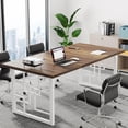 thumbnail image 7 of Tribesigns 63" Large Office Desk, Industrial Executive Desk, Wooden Computer Desk with White Metal Legs, Simple Study Writing Table, Big Workstation Business Furniture for Home Office, 7 of 7