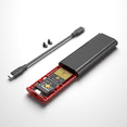 thumbnail image 3 of 3X M2 SSD NVME Enclosure M.2 to USB 3.1 SSD Box Case for M.2 PCIe NVMe M Key 2230/2242/2260/2280 Tool Free Adapter,Black, 3 of 7