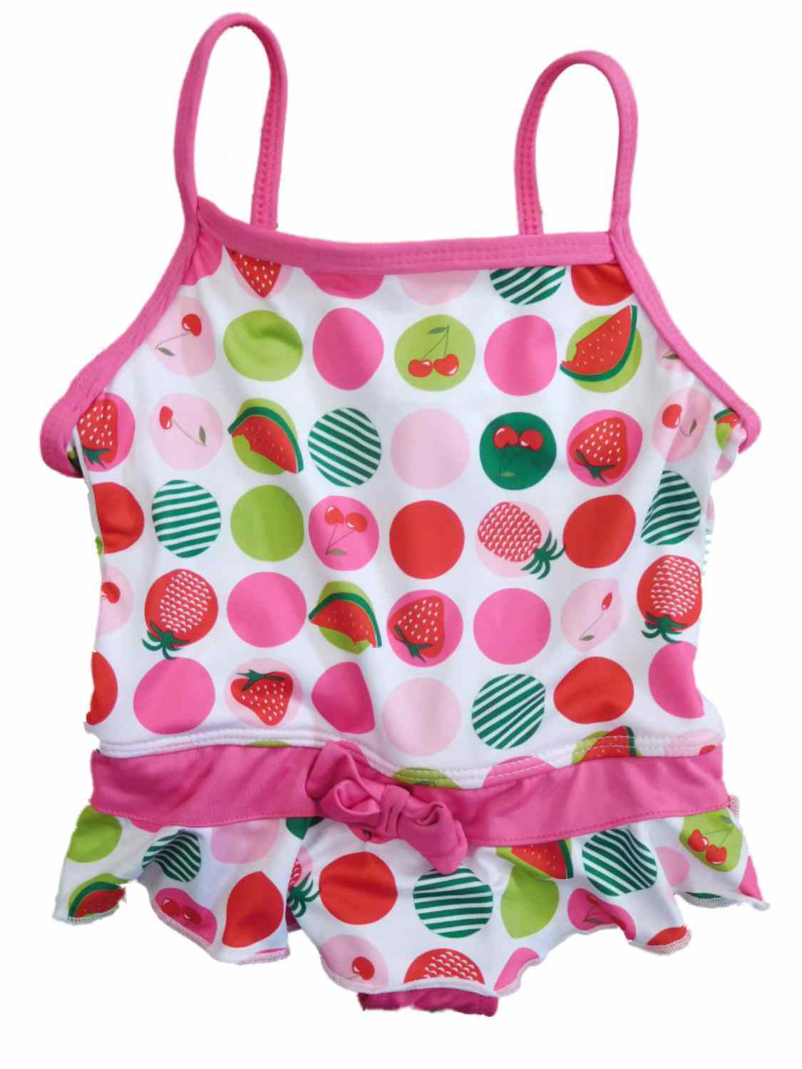Infant Girls Pink Polka Dot Swimming Cherry & Strawberry Swim Suit ...