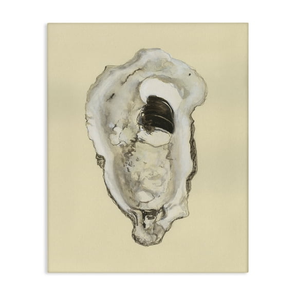 Stupell Industries Aquatic Oyster on Beige Nautical & Beach Painting Wrapped Canvas Art Print Wall Art, 16 x 20
