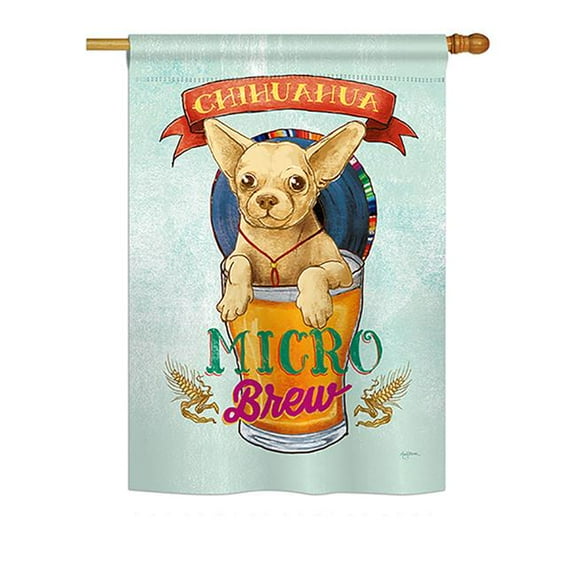 Breeze Decor BD-PT-H-110098-IP-BO-DS02-US Chihuahua Micro Brew Nature - Everyday Pets Impressions Decorative Vertical House Flag - 28 x 40 in.