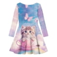 thumbnail image 4 of WhouRiu Girls Casual Cartoon Graphic Dresses Long Sleeve Crew Neck A Line Dress Kids Autumn Comfortable Cute Everyday Sundress,4-5 Years, 4 of 4