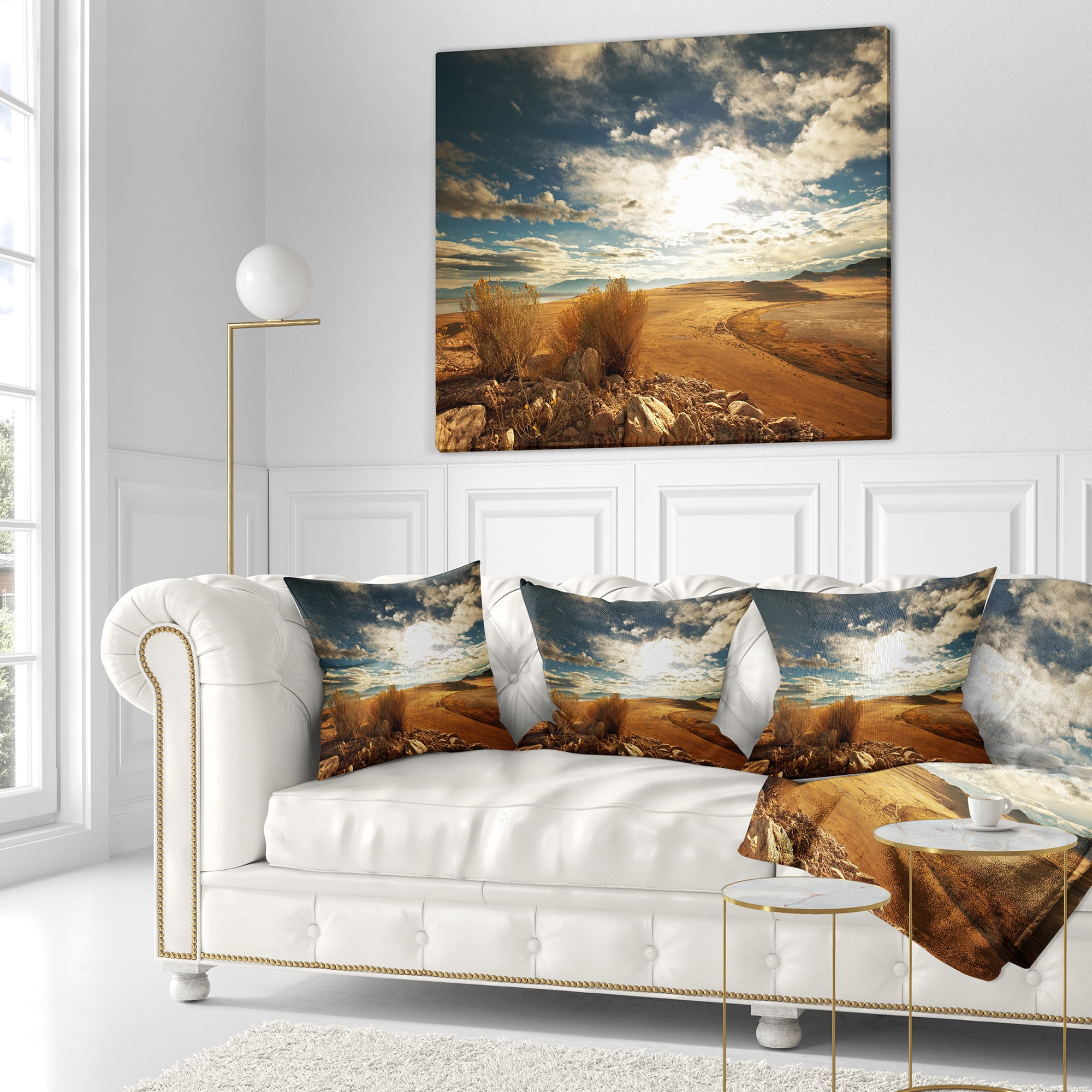 Designart Prairie under Heavy Clouds - Landscape Printed Throw Pillow - 18x18