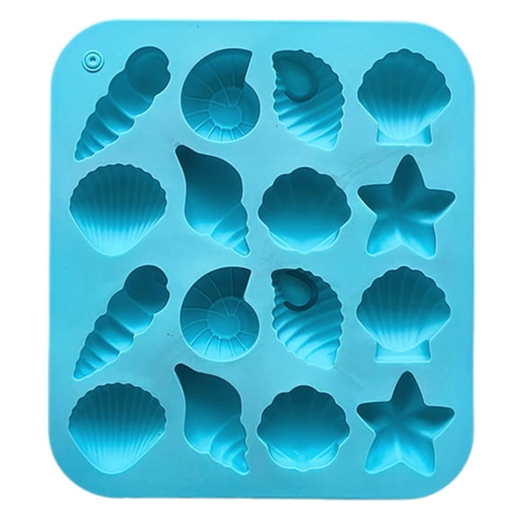 OIUR Silicone Chocolate Mold 16 Cavity Shell Conch Starfish Shape Molds DIY Candy Pudding Ice Grid Cake Mold Non-Stick Reusable Baking Cooking Molds