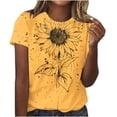 thumbnail image 1 of Camiseta de Cuello Redondo de Manga Corta con Suéter Impreso Casual para las Mujeres, Ligero Top Diario, 1 of 4
