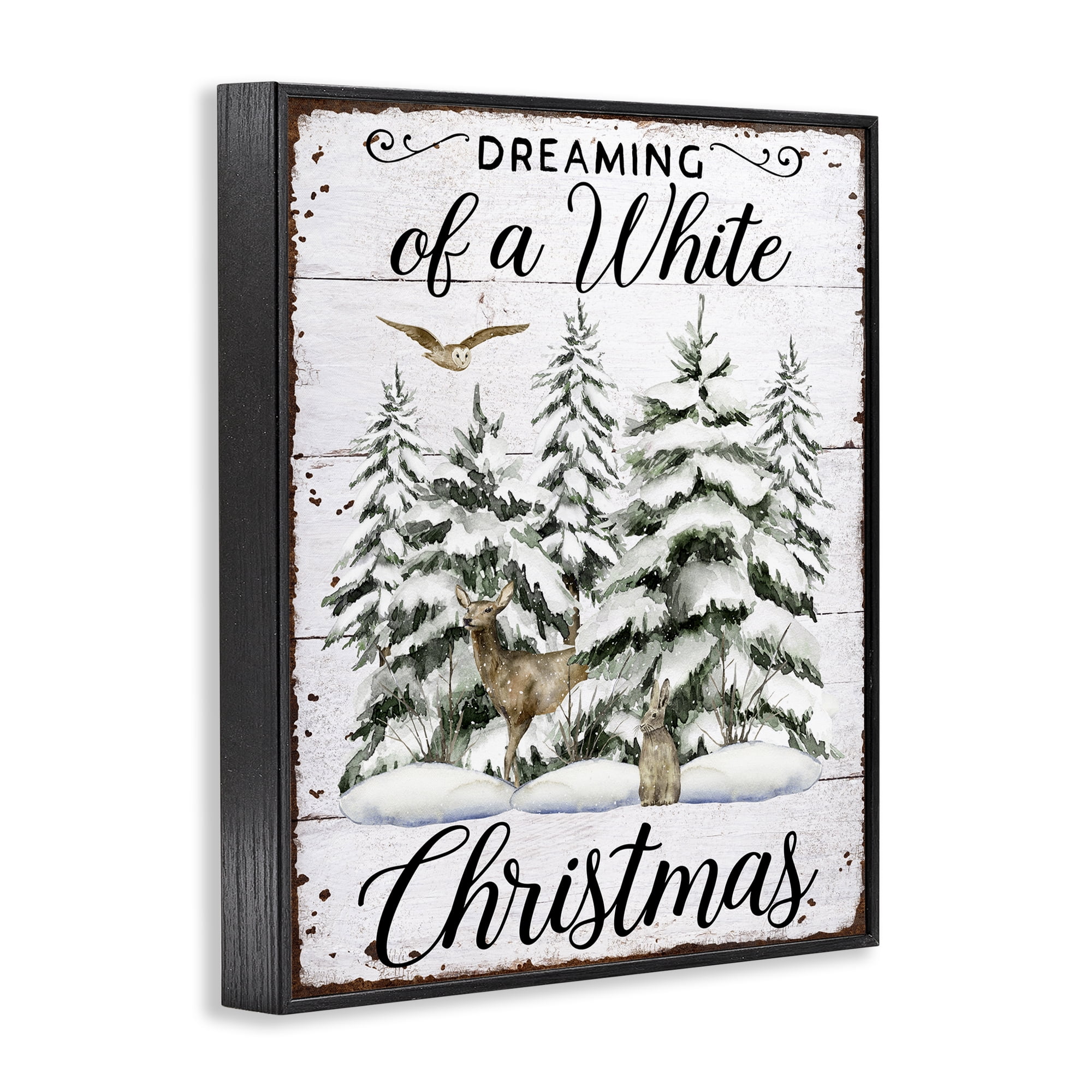 Stupell Industries White Christmas Forest Holiday Painting Black Framed Art Prints Wall Art, 24 x 30