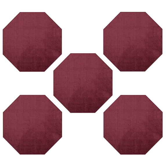 Furnish My Place Modern Plush Solid Cranberry Color Rug - Pets and Kids Friendly Rug, Indoor/Outdoor Mat, Area Rugs Great for Kids, Pets, Event, Living Room, Made in USA, 3' Octagon - Set of 5