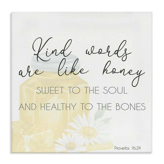 Stupell Industries Kind Words Like Honey Plants & Flowers Painting Wrapped Canvas Art Print Wall Art, 17 x 17