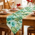 thumbnail image 2 of Boho Coastal Botanical Table Runner Linen Burlap Table Runner 72 Inches Long Summer Tropical Monstera Leaf Flowers Dresser Scarves for Kitchen Island Coffee Dining Room Party Holiday Decor 13"x72", 2 of 8