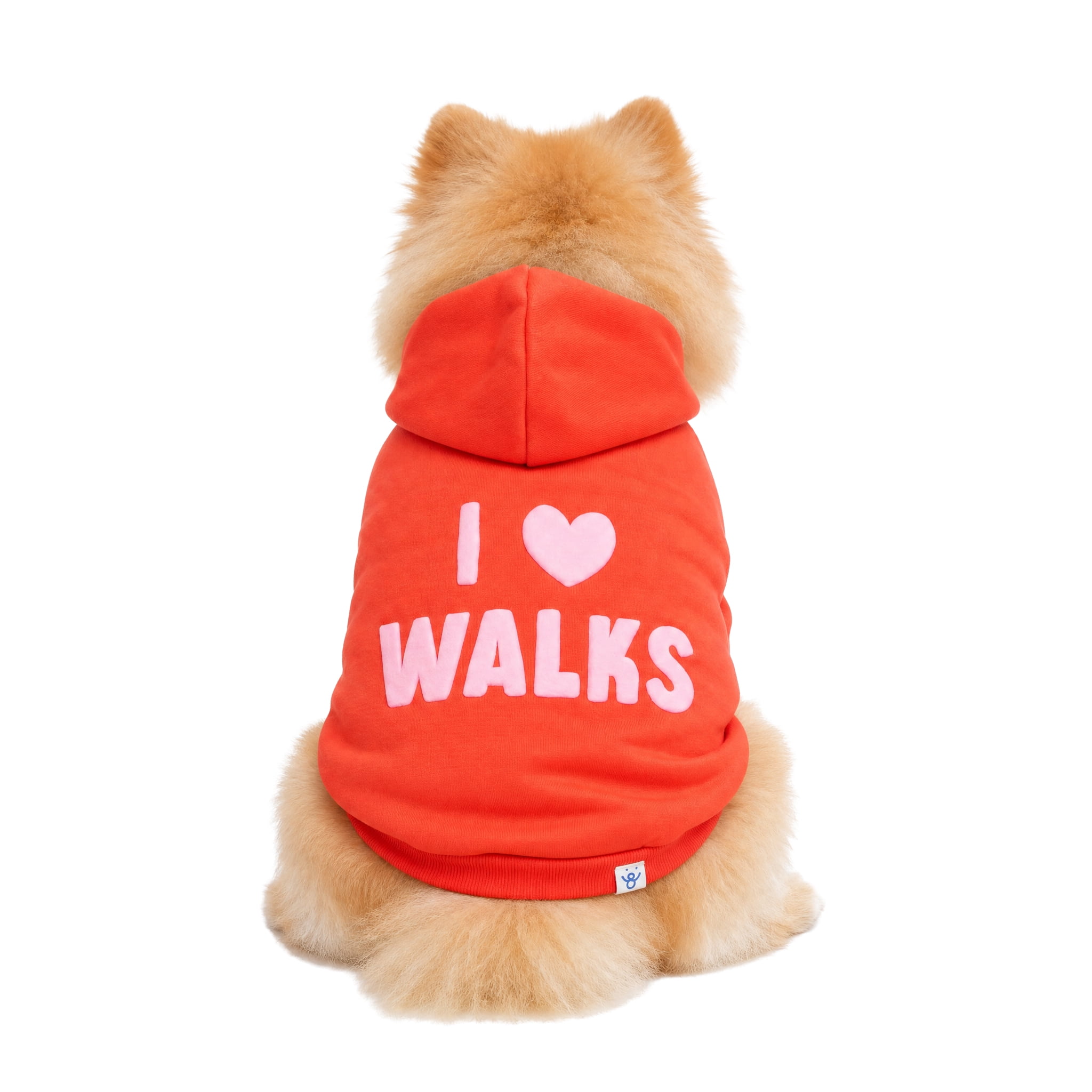 Oodles I Heart Walks Fall Dog Hoodie, Red, Small