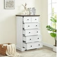 thumbnail image 3 of 6 Drawer Dresser Modern Wide Chest of Drawers with Metal Square Handles Wooden Tall Dresser with Spacious Tabletop Closet Storage Organizer Unit Storage Tower for Living Room Hallway, White, 3 of 7
