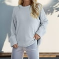 thumbnail image 2 of UJNDER Women's Oversized Sweater Crewneck Long Sleeve Fuzzy Knit Warm Pullover Sweater Top Oversized Sweaters for Women Light Blue S, 2 of 5