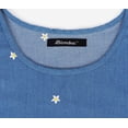 thumbnail image 7 of Bimba Summer Roll-up Sleeve Chambray Top Short Blouse Floral Embroidered Crop Top for Women's, 7 of 7