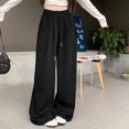thumbnail image 2 of yunLCZ Womens Dress Pants Women's Spring Summer Solid Color With Pockets And Drawstring Loose Casual Sweatpants Office Slacks, 2 of 4