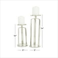 thumbnail image 3 of CosmoLiving by Cosmopolitan 2 Candle Silver Aluminum Metal Geometric Pillar Candle Holder, Set of 2, 3 of 8