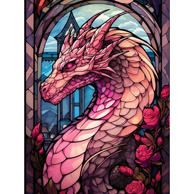 5D DIY Taladro Vidrieras Dragón Kit 30x40cm