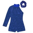 thumbnail image 3 of Alvivi Girls Gymnastics Leotards Glitter Sequins Dance Jumpsuit Biketard Short Unitard with Hairband Blue 16, 3 of 6
