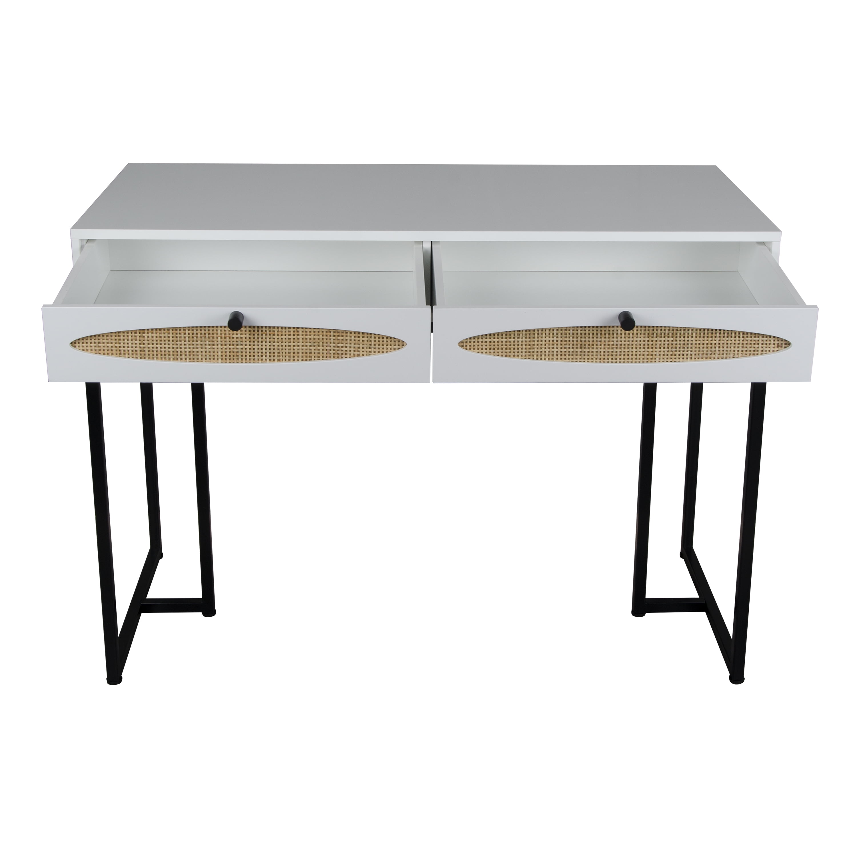 Private Jungle 2 Rattan drawers Home Office Computer Desk or Vanity Table,White Private Jungle 2 Rattan drawers Home Office Computer Desk or Vanity Table,White