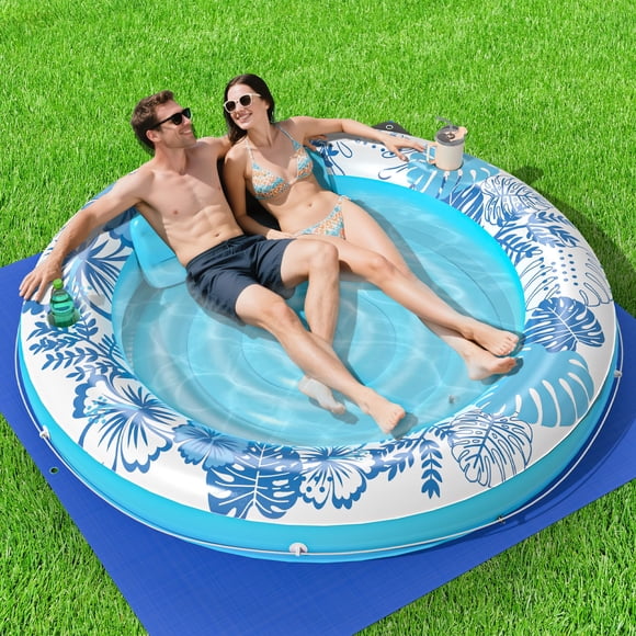 Tumbona inflable para bronceado Float POOLACC 6 en 1 azul