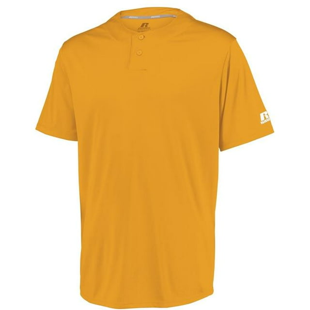 Maillot de Performance Jeunesse Uni à Deux Boutons, Or - Moyen