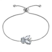 April Birthstone Bracelets White Butterfly Bracelet Diamond CZ 925 Sterling Silver Jewelry Women Birthday Graduation Mother's Day Gifts