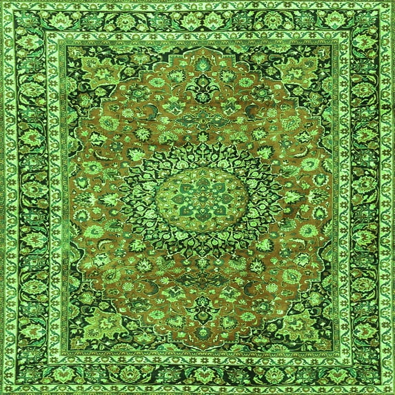 Ahgly Company Indoor Square Persian Green Traditional Area Rugs, 3' Square
