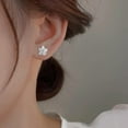 thumbnail image 4 of CILENON Flower Stud Earrings 925 Sterling Silver Plumeria Earrings for Women Hypoallergenic Cubic Zircon Cute Flower Stud Earrings Jewelry Gifts for Birthday Christmas(B,One Size), 4 of 6