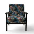 thumbnail image 4 of Designart Chaise d'Appoint Bohème et Éclectique "Spiraling Flower Charm" Bleue, 4 of 7