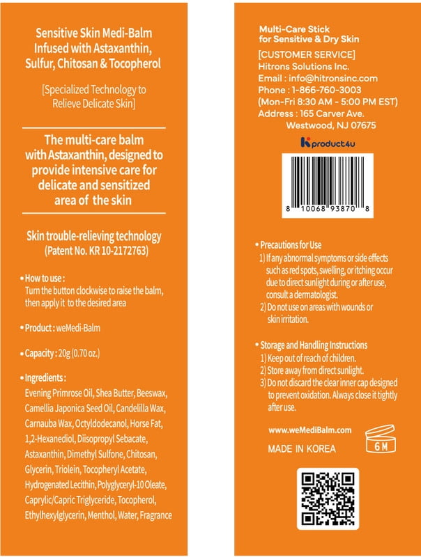 weMedibalm Multi Care Balm Stick, Soothing & Moisturizing for Dry, Hypoallergenic tested, Sensitive Skin, Natural Ingredients , Allergen-Free (20g / 0.70 oz)