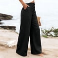 thumbnail image 6 of Wide Leg Linen Pants for Women Summer Casual High Waisted Drawstring Pants with Pockets Loose Lightweight Lounge Trousers, 6 of 6