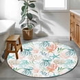 thumbnail image 4 of Teal Jellyfish Starfish Round Living Room Rugs 3.3 ft, Summer Beach Coral Shell Watercolor Washable Area Rug with Non-Slip Sturdy Edge Binding Round Front Door Mat Floor Carpet for Entryway, 4 of 9