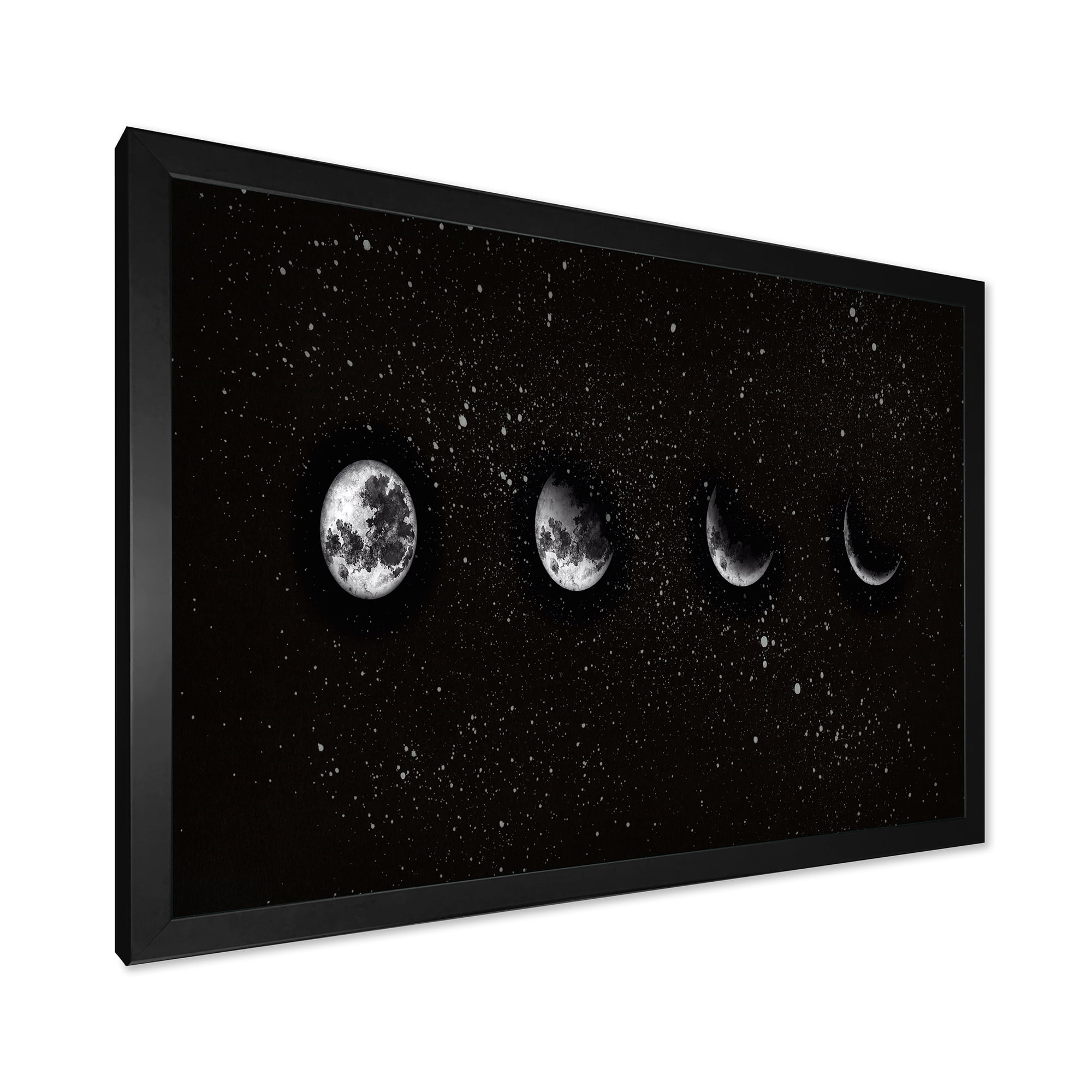 Designart 'The Night Sky With Moon Phases' Modern Framed Art Print