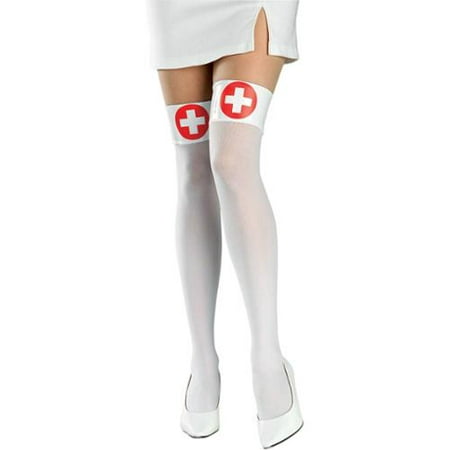 Nurse's White Thigh Highs Rubies 6167