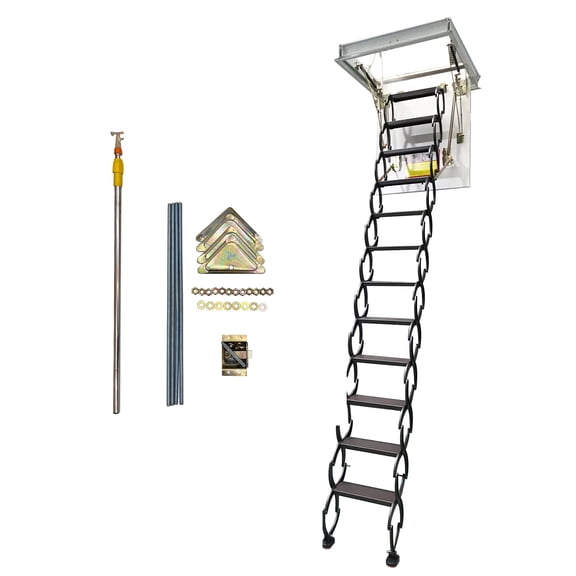 Chocolate Attic Pull Down Ceiling Ladder Stairs Hidden Folding Ladder 27.56" x 47.24" Carbon Steel