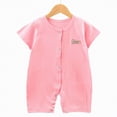 thumbnail image 2 of HCNTES Baby Unisex Short Sleeve One-Piece Jumpsuit Bodysuit Toddler Children Breathable Pajamas Nighty Homewear for Spring Summer(X01-Pink,0-6 Months), 2 of 4