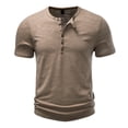 thumbnail image 2 of COSFO Summer Mens Tshirts Henley Short Sleeve Solid Cotton Classic T-Shirt Slim Fit Pullover Casual Workout Tops, 2 of 9