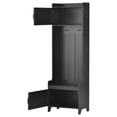 thumbnail image 3 of 4-in-1 Hallway Coat Rack with 7 Metal Black Hooks, Entryway Bench Hall Tree with Storage Drawer, Wood Coat Tree for Entryway, Wood Entryway Bench for Hallway, Living Room, Mudroom, 3 of 7