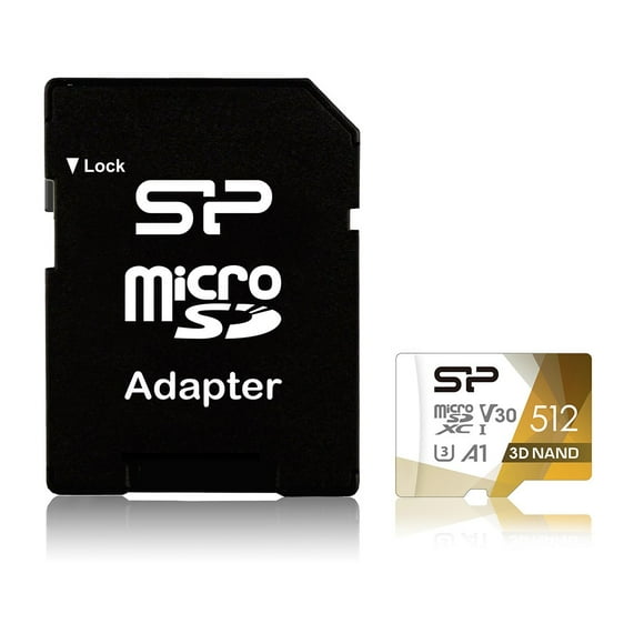 Silicon Power Carte Mémoire Colorée Supérieure Pro 512 Go MicroSDXC Classe 10 UHS-I + SD Adaptateur (SP512GBSTXDU3V20AB)