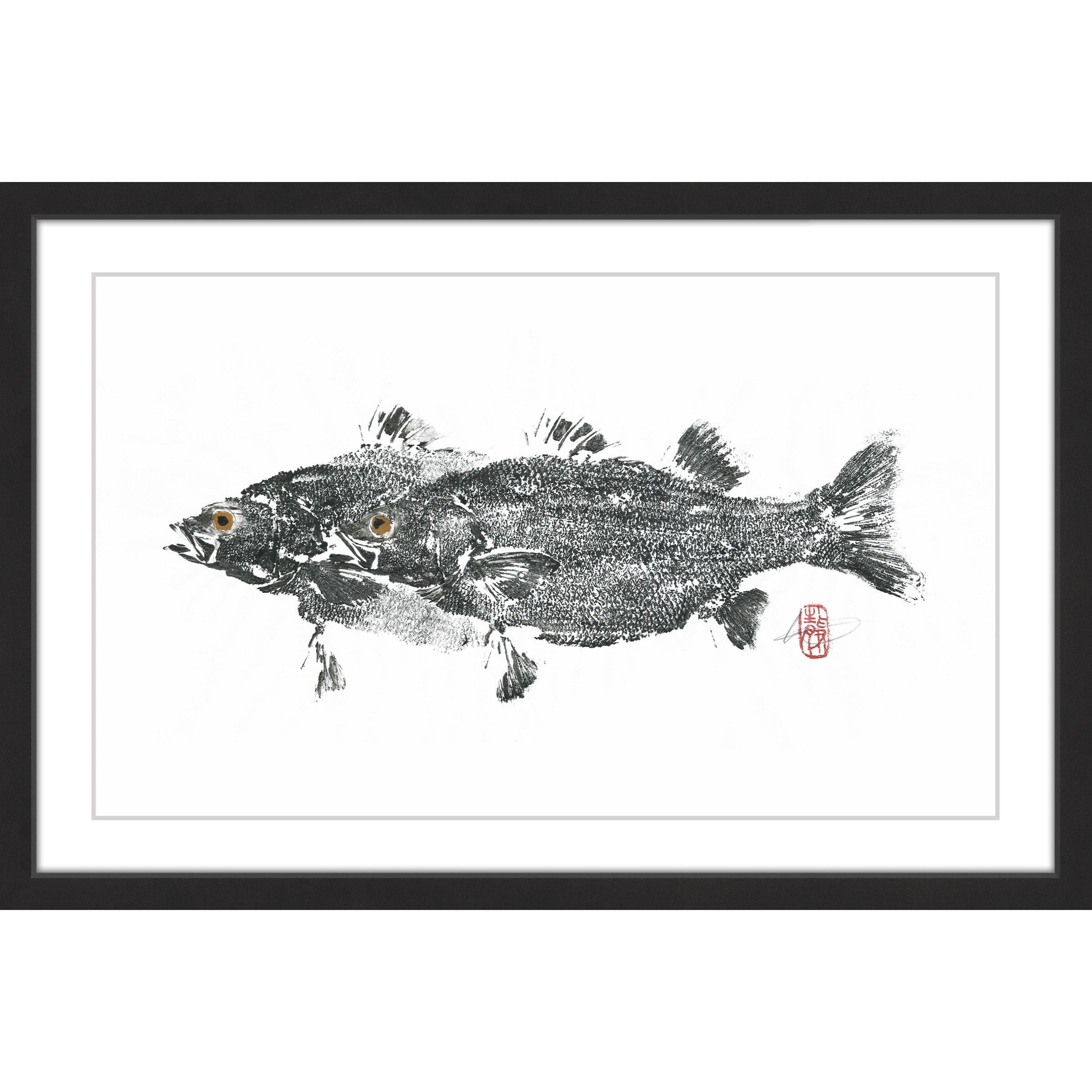 "Fish in Love" Framed Painting Print