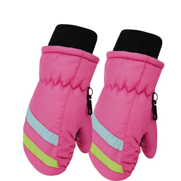 CYRBOKO Toddler Boys Fleece Gloves, Thermal Snow Waterproof Sports Winter Gloves Pink Size 2-5 T
