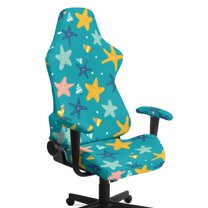 Xoenoiee Starfish Conch Pattern Gaming Chair Covers Slipcovers with Armrest Covers, Stretch Game Computer Office Desk Chair Cover Protector, Soft Fabric Rotating Armchair Covers, Without Chair
