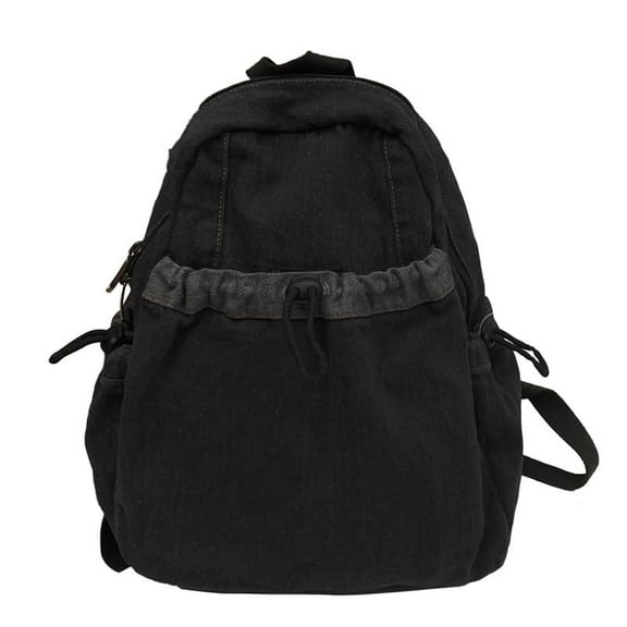 WLH Cute Denim Backpack for Women Men Fashion Canvas Shoulder Bag Daypack Trendy Purse Academia Preppy Backpack Bookbag (Blue)