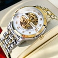 thumbnail image 3 of OLEVS Skeleton Watches for Mens Automatic Mechanical self Winding Diamond Luxury Business Dress Stainless Steel Waterproof Luminous Mens Wrist Watches Reloj Para Hombre Blue/White/Black/Gold Dial, 3 of 12